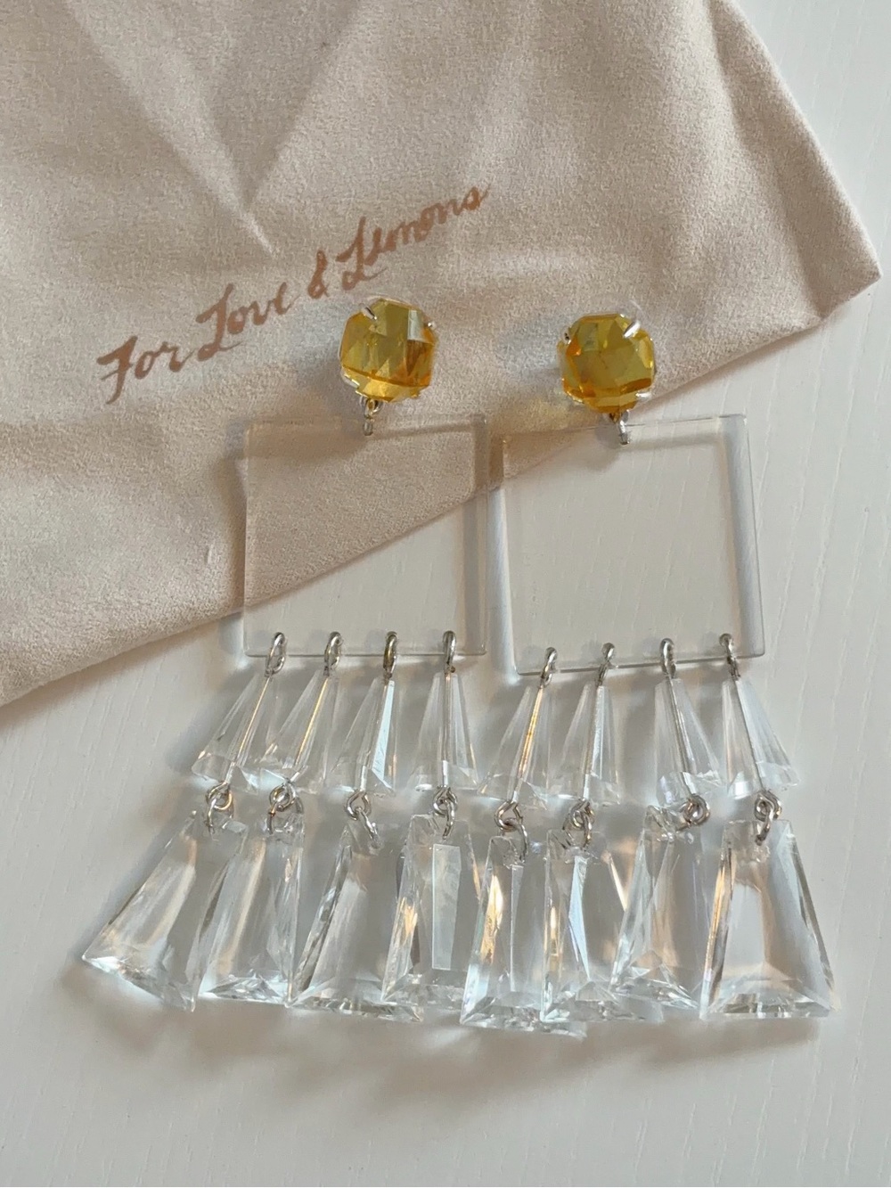 For Love & Lemons Jordyn Earrings - Crystal Clear